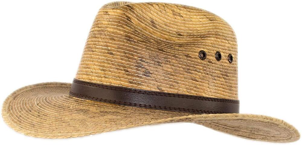 1066 Big Wide Brim Natural Palm Leaf Straw Cuban Gaucho Fedora UPF Sun Hat